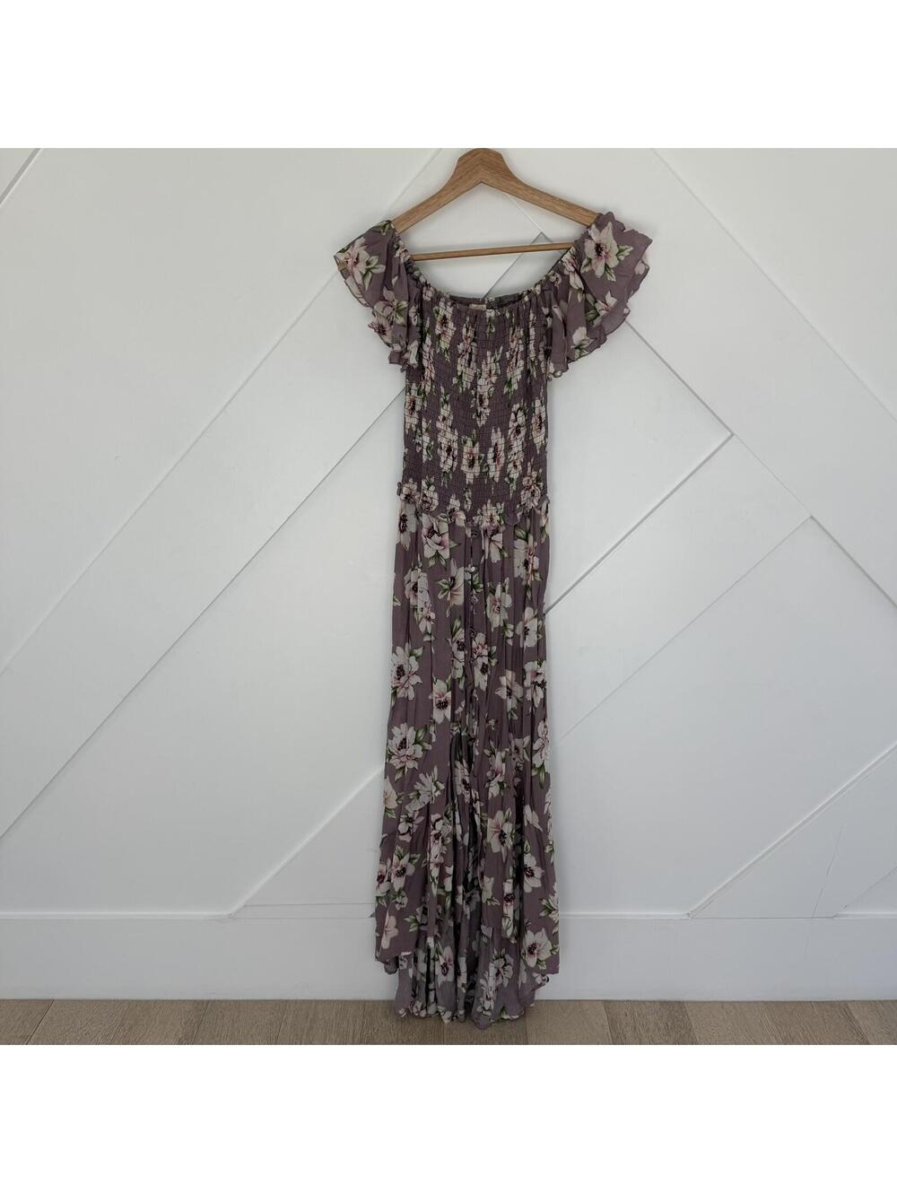 Surf Gypsy Women's Floral Smocked Off-Shoulder Maxi Vacation Dress Size S